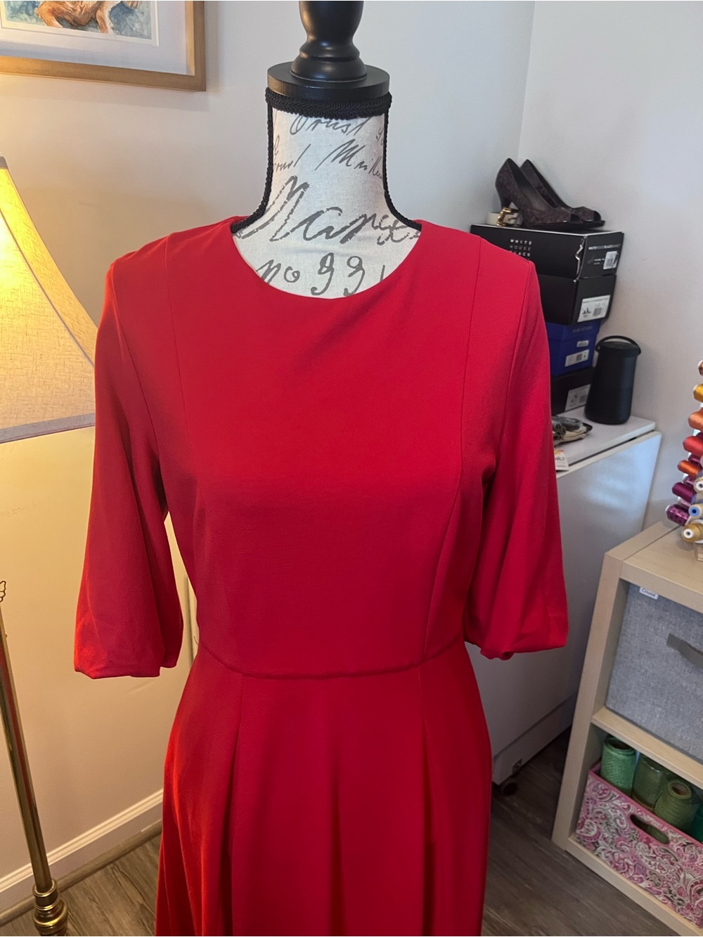Boden Red Maxi Dress with Elbow Sleeves size 6 - Picture 2 of 4